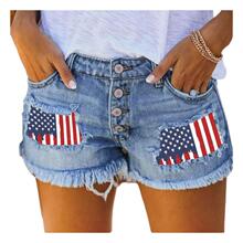 N 35183 Button Print Denim Shorts ӡ��ţ�ж̿� �羳ŷ��