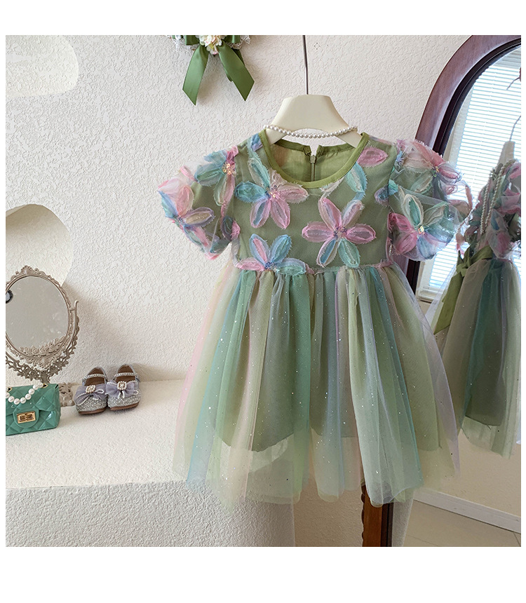 Title 6, Vestido de malla esponjoso y moderno para niñas...