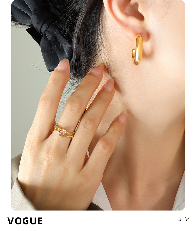 10g Weight Earrings Classification 1 Pair Quantity Street Occasion Titanium Steel Material U Shape Pattern Women'S Gender Plating Design Simple Style Style Simple Style U Shape Titanium Steel Plating Earrings 1 Pair 3