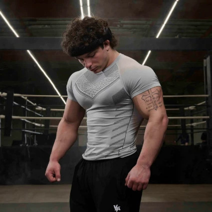 YOUNGLA Men's T-shirt Sports Fitness Quick-dry Breathable Stretchy Gym Shirt Jogger Outdoor Running Basketball Wear