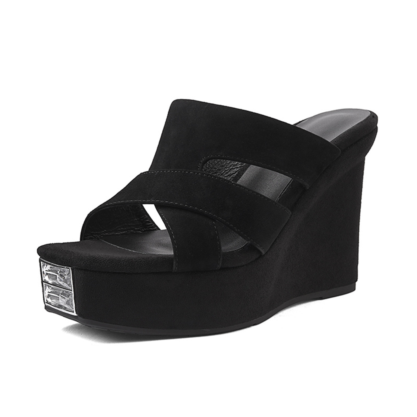 Sandal cao gót nữ hở mũi đế dày da bò gót 12 cm — Lời bài hát: Black (Sheep Flip) chi tiết 13