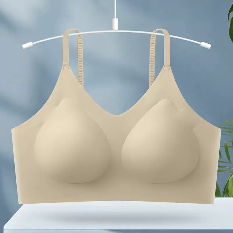 Base líquida, ropa interior invisible con sensación de nube, copa fija para mujer, sin anillo de acero, pecho pequeño, gran soporte suave, hermoso sujetador sin costuras en la espalda image 7