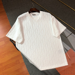 Haute Couture Men's and Women's Independent Logo Knitted Dark Pattern Jacquard Letter Logo Towel Short-Sleeved T-Shirt Shorts Suit Cross-Border