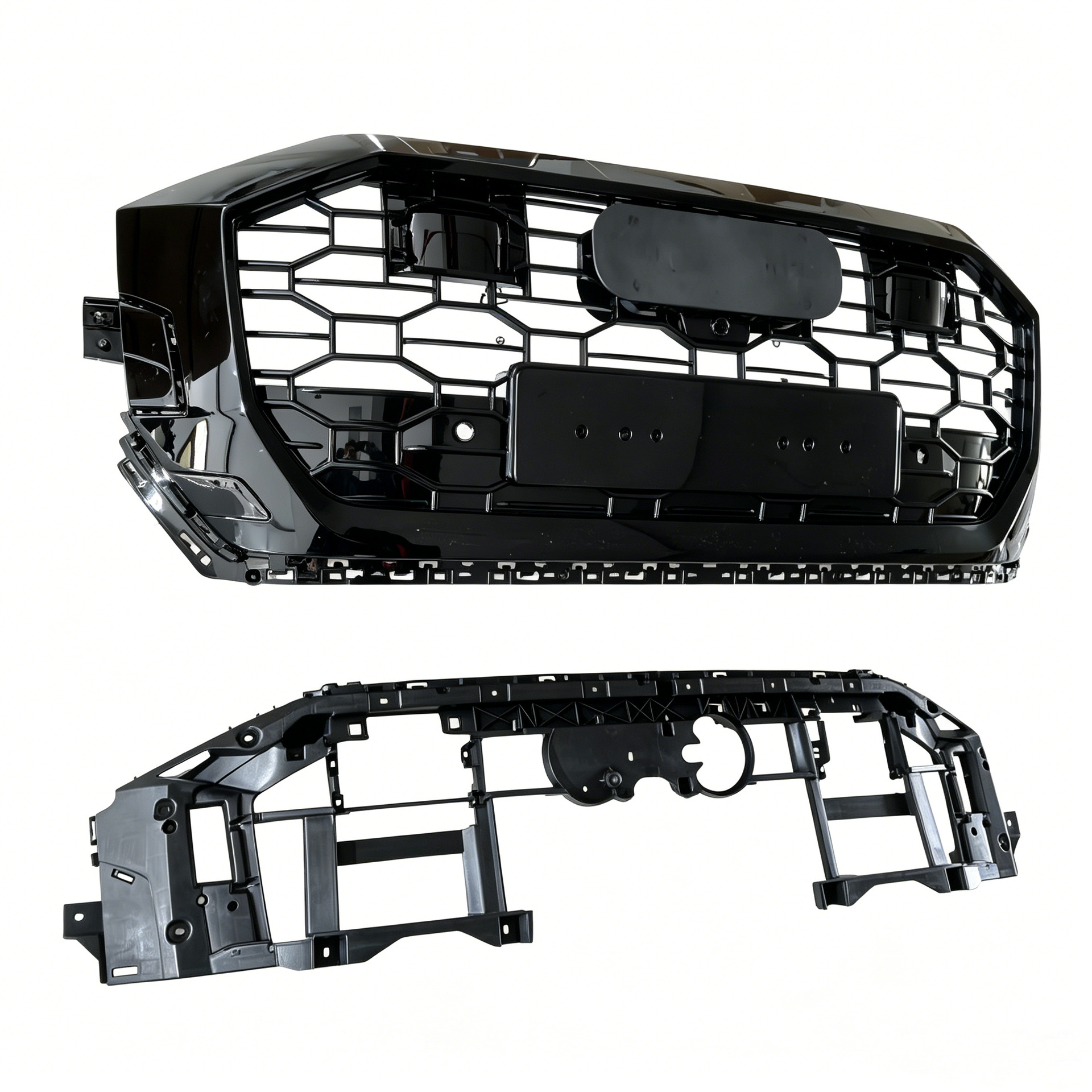 Suitable for the Front Honeycomb Mesh Grille 2019-2023, Suitable for Audi Q8/Sq8 Rsq8 Style Black Center Grille