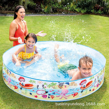 定制生产庭院儿童水池硬质透明印花夏季玩水游泳池硬胶圆形多功能