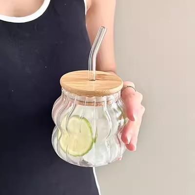 410ml oruga + paja + cubierta de bambú
