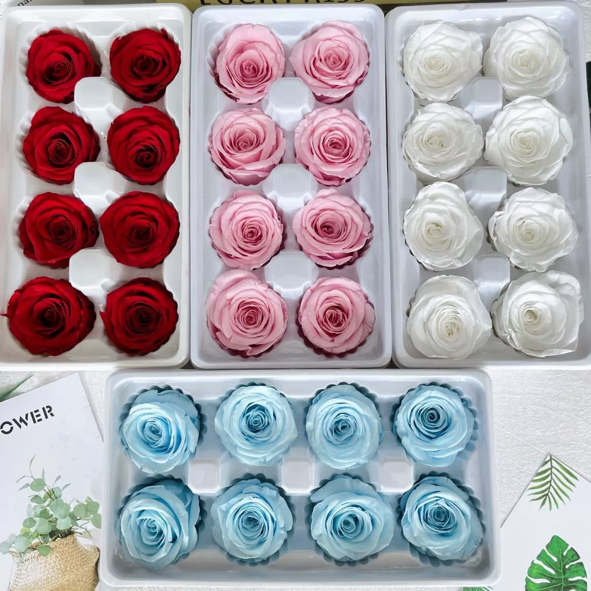 强烈推荐B级4-5玫瑰抱抱桶真花干花材料圣诞玫瑰熊diy礼盒永生花