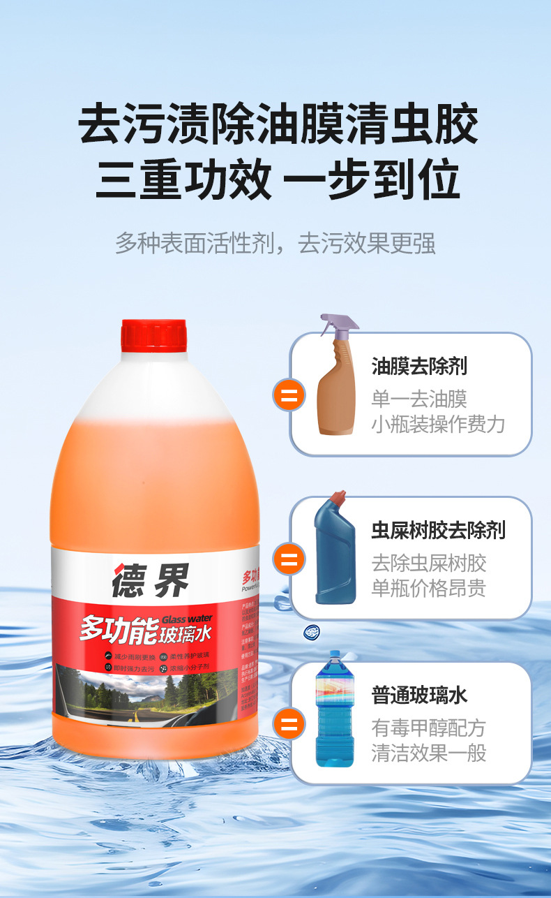 Car Glass Water, Oil Film Removal, Insect Glue, Glass Stain Remover, Car Cleaner, Universal for All Seasons, Factory Direct Sale
