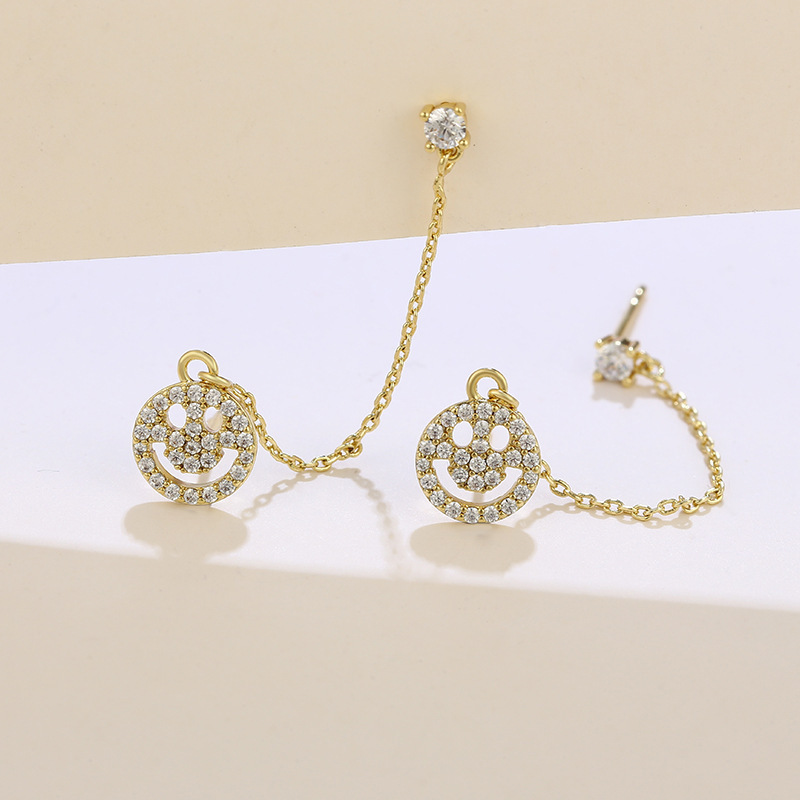 14K color Xuping joyería geometría estrella de amor auriculares de zircón ligero de lujo nicho sensación de mujer