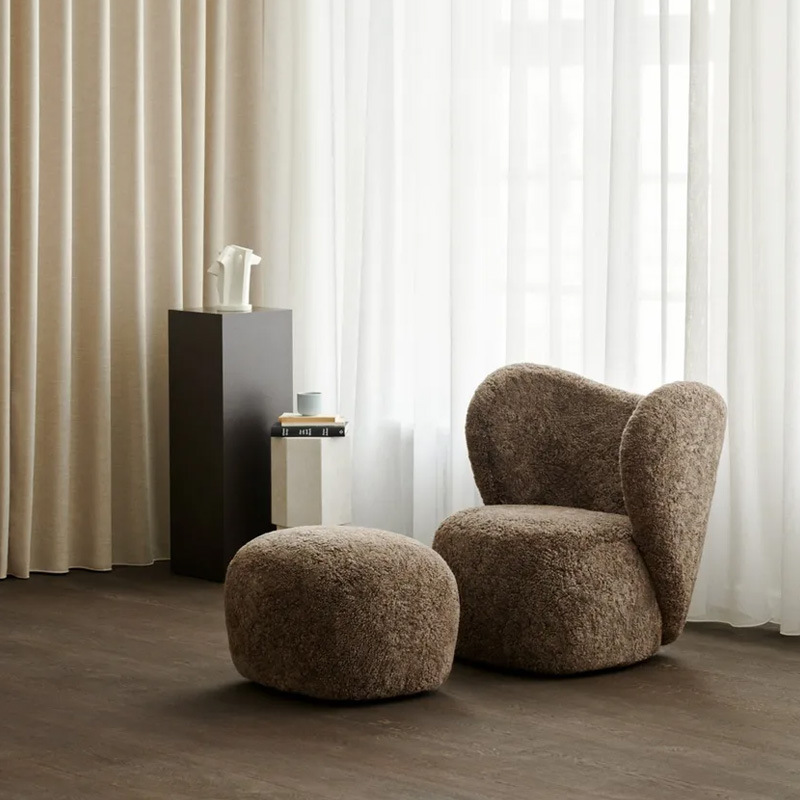 Italian Lamb Wool Creative Single Chair Xiaohongshu Style Minimalist Casual Chair Bedroom Balcony Designer Lazy Chair