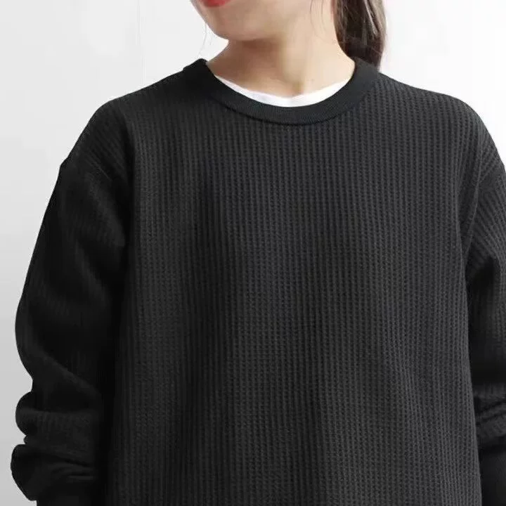 Autumn solid sweatshirt, round collar, relaxed fit, sizes M–3XL