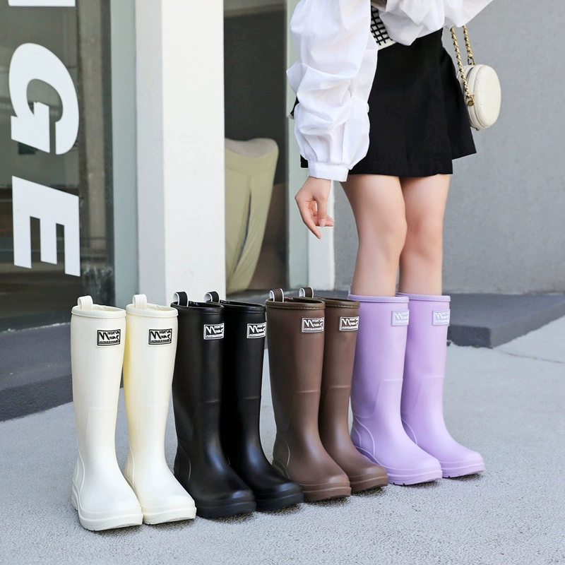 Трансграничная мода высокие резиновые сапоги женские корейские иностранные носить дикие дождевые сапоги противоскользящие кухонную обувь водонепроницаемая автомойка обувь леди