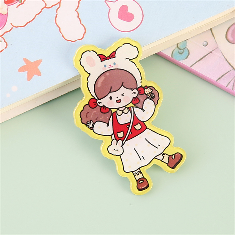 漫画クリエイティブアクリルブローチドーパミン女の子かわいいバッジ子供装饰ピンストラップアクセサリー卸売|undefined