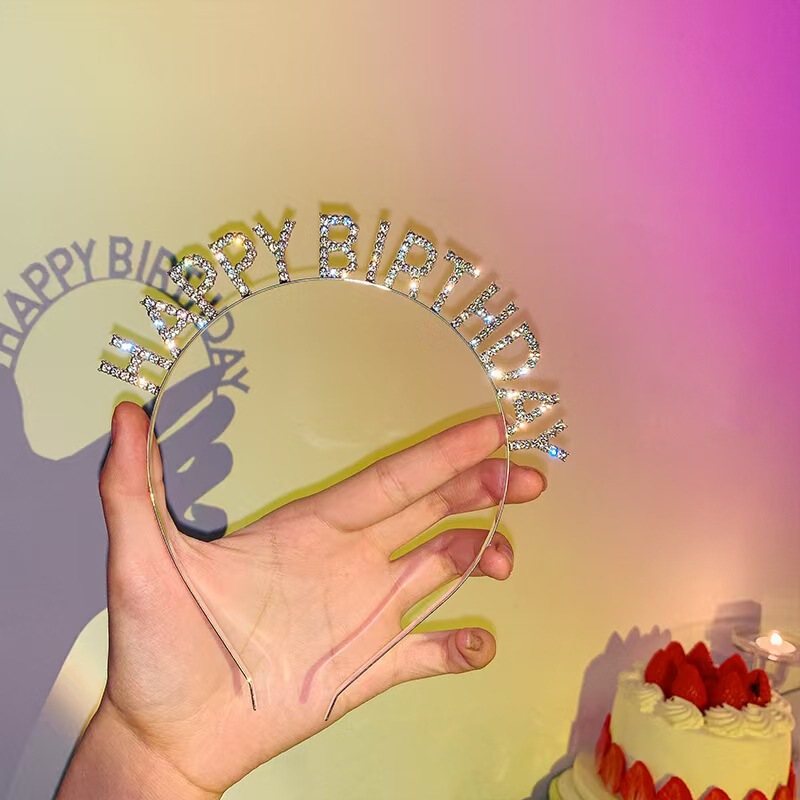 Metal Rhinestone Birthday Headband Scene Layout Decoration Goddess Crown Tiara Rhinestone Headband Hairpin Kidsren's Hair Accessories