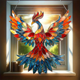 Cross Border New Product Halloween Phoenix Owl Acrylic Wall Hanging Window Hanging Home Decoration Interior Decoration Gift