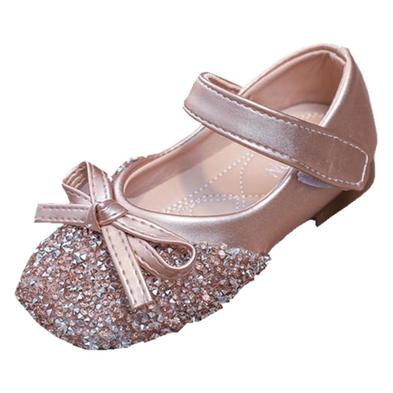 Zapatos de princesa con suela blanda y diamantes de imitación para niñas, zapatos de baile, zapatos de cuero para niñas, tallas 21-36, zapatos planos para niñas pequeñas.