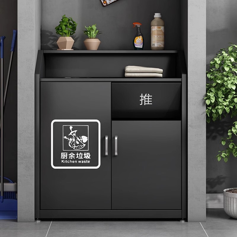 Commercial Milk Tea Fast Food Restaurant Multifunctional Trash Can Cabinet Industrial Style Hidden Mcdonald's Large Trash Can