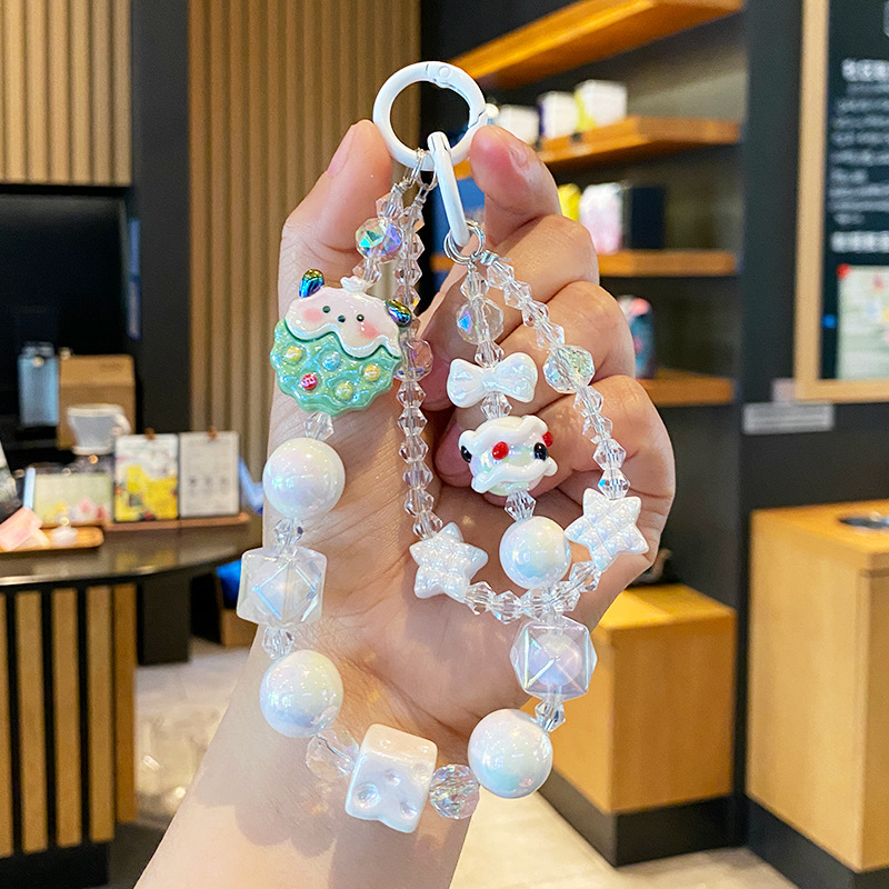 Cuentas Kulomi cadena de teléfono móvil llavero lindo bolso de niña colgante de bolso de corazón muñeca de dibujos animados colgante de llave de coche