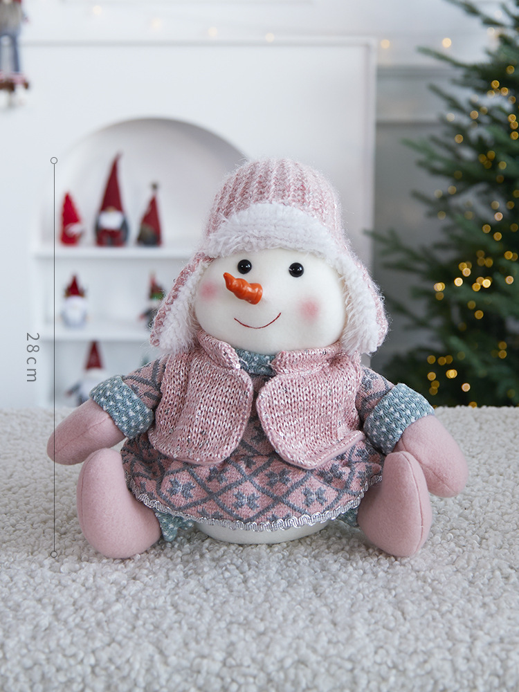 El conjunto de muñecas sin rostro de Navidad transfronteriza decora la Navidad rosa muñeco de nieve enano Papá Noel creativo Adornos navideños