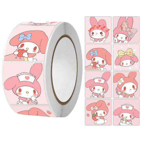 Cute cartoon Q cute Sanrio stickers Melody collection roll stickers mobile phone case decoration round stickers 500 sheets