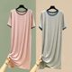 Women's Outer Wear Modal Short-sleeved dress Summer plus size Loose Thin Nightdress Home Clothes All-match Base Dress