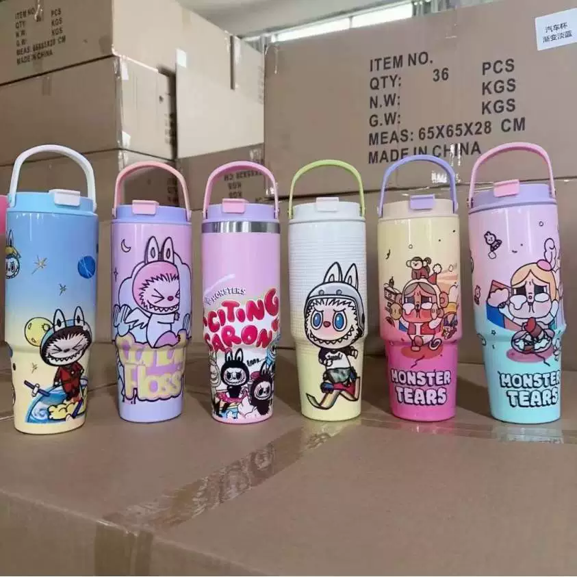 Термос-вакуум 30 oz с мультяшным рисунком, нержавеющая сталь AISI 304, двойные стенки