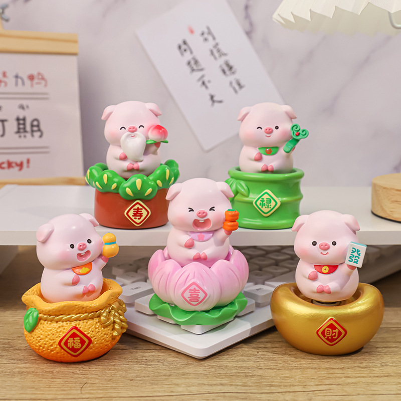 Creative Lucky Pig, Buddha-Style Pig Ornament, Exquisite Resin Figurine, Desktop Decoration, Desk Ornament