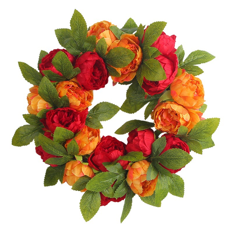 Hong Kong amor Venta caliente rojo amarillo peonía Garland boda tiro decoración guirnalda Ventana del centro comercial guirnalda en stock al por mayor