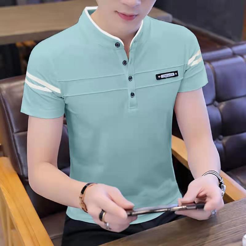 Summer Men's Short-sleeved T-shirt Korean Style Slim-fit Collar POLO Shirt Youth Trendy Half-sleeved Base-layer Shirt Men's Top