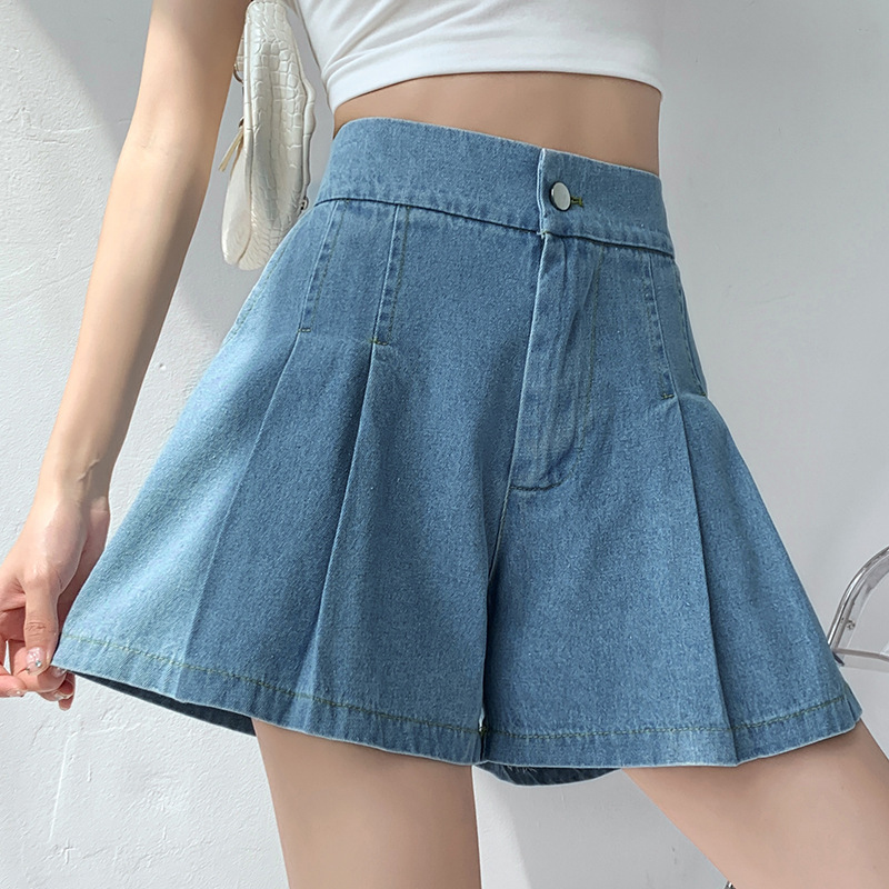 Washed Denim Shorts for Women 2026 Summer New Style Loose Versatile Wide-Leg Pants Elastic High-Waist Casual Student Hot Pants
