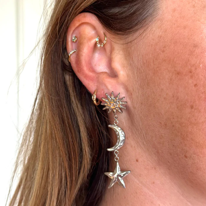 Chenyu Cross-Border Hot Selling Sun Moon Star Tassel Pendant Earrings Fashion Women's Jewelry Ear Accessories Earrings Gifts