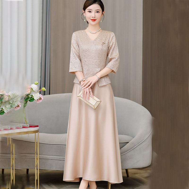 婚宴妈妈婚礼服宴会连衣裙子丈母娘喜婆婆婚宴装2025秋冬新款|undefined