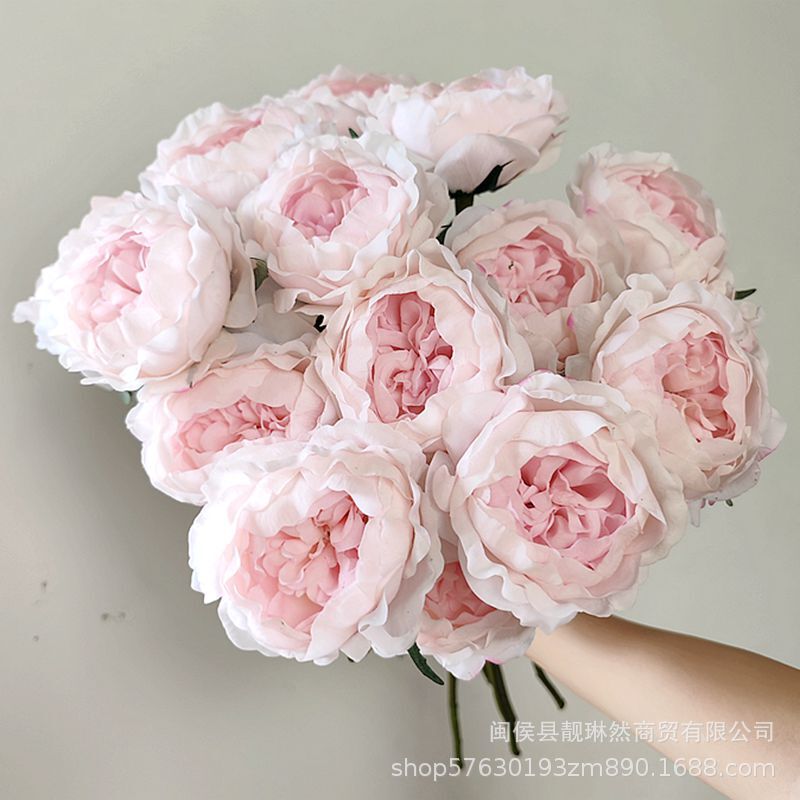 Factory direct simulation flower Austin rose pink peony high quality moisturizing hand shooting props