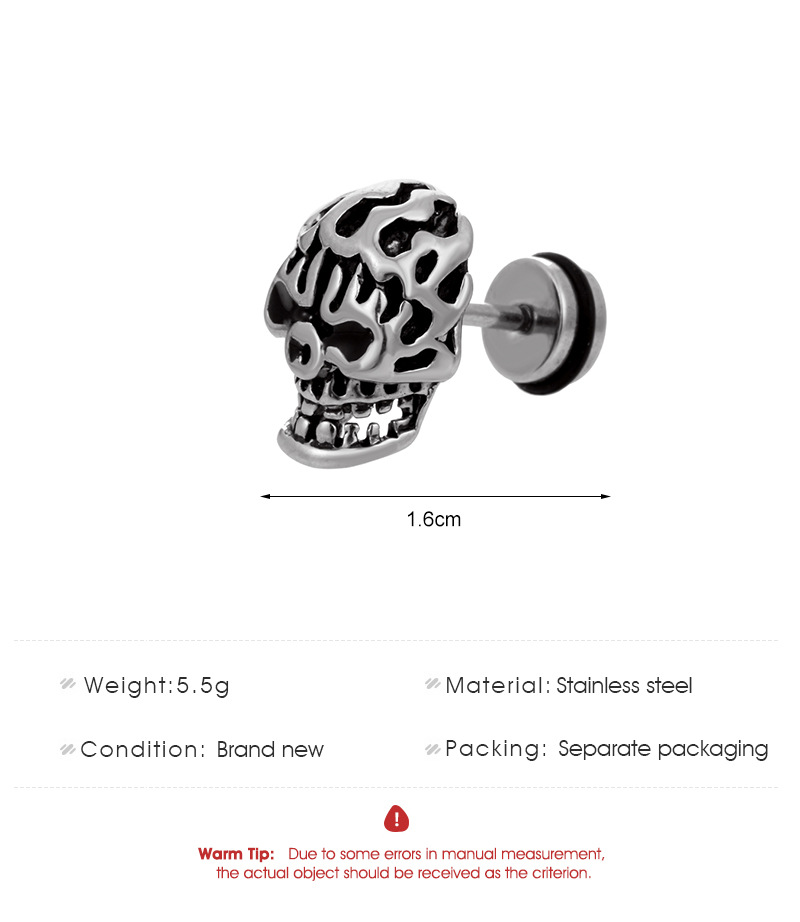 Gothic Personality Retro Skull Earrings European And American Stainless Steel Piercing Jewelry display picture 1