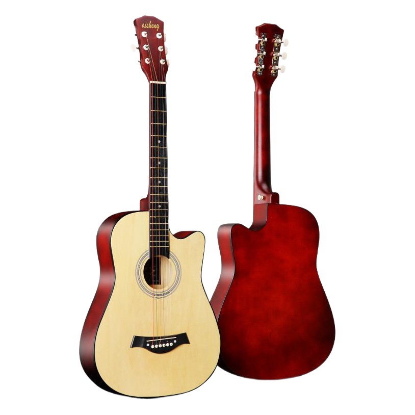 Guitarra de fábrica, guitarra folk, instrumento musical, guitarra folk de madera de 38 pulgadas, guitarra de tilo con mango de fibra de carbono.
