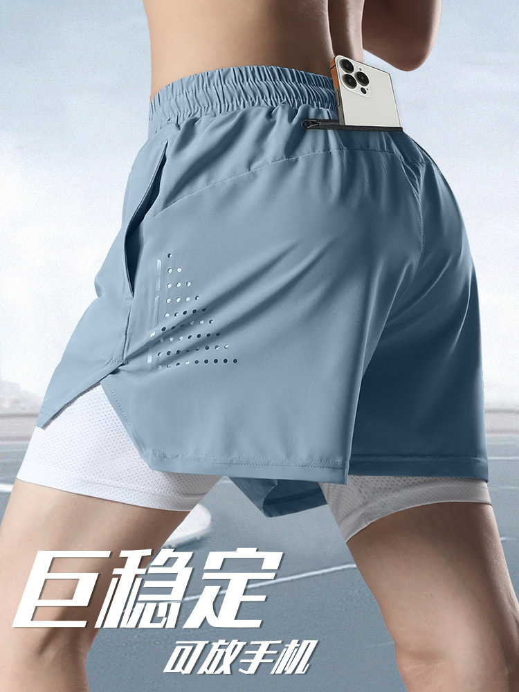 Pantalones cortos deportivos para hombres para correr se pueden poner en el teléfono móvil entrenamiento profesional de atletismo de verano secado rápido pantalones de calzoncillos