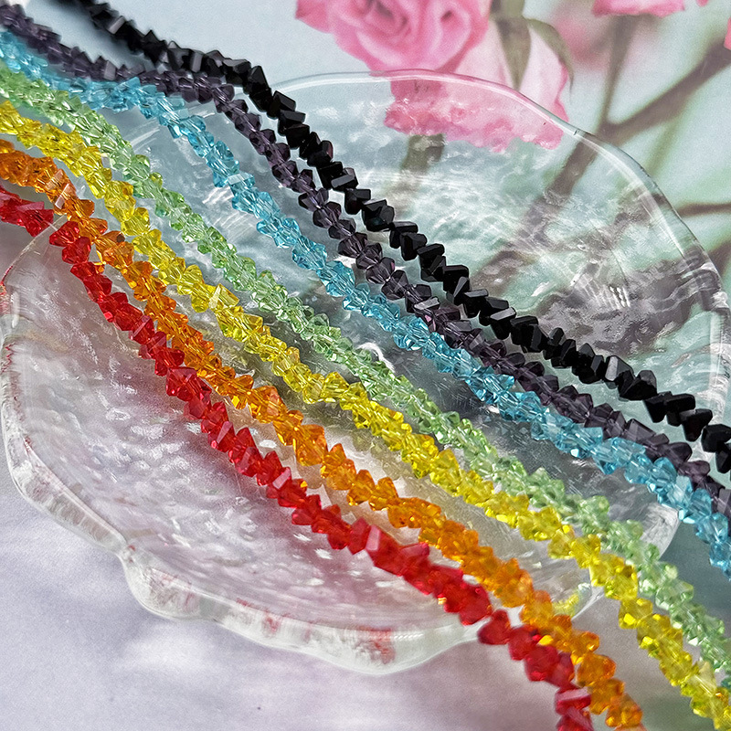 Xingtai Crystal DIY Loose Beads Irregular Shaped Beads Handmade Crystal Glass Triangular Diamond Beads Zongzi Beads