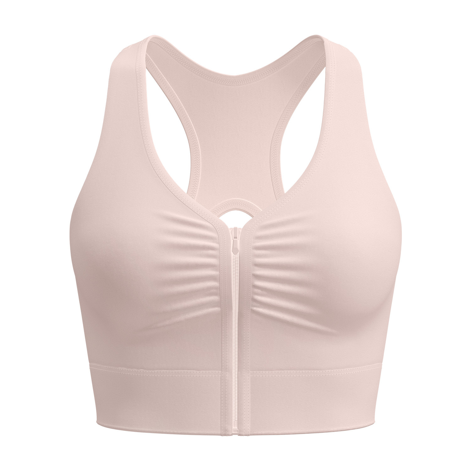 Sujetador deportivo arrugado con cremallera en la parte delantera de Juyitang, a prueba de golpes de verano para mujer, entrenamiento para correr, ropa interior deportiva para gimnasio