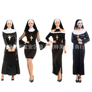 万圣节成人修女服Cos化妆舞会女牧师圣母玛利亚演出服W-0313-阿里巴巴