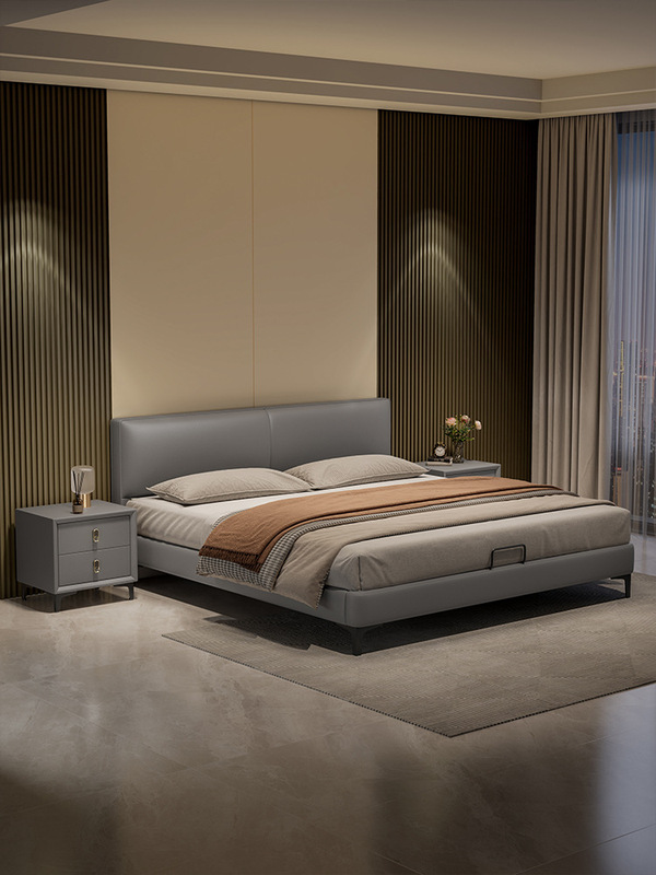 Leather Bed. Master Bedroom 1.8m Double Bed Classy Atmosphere Guangdong Foshan 2025 New Solid Wood Bed Leather Bed. Master Bedroom 1.8m Double Bed Classy Atmosphere Guangdong Foshan 2025 New Solid Wood Bed