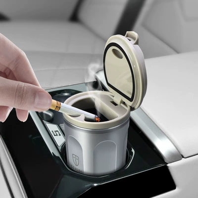Stylbo Car Ashtray with Light, Anti-Fly Ash, Universal Car Interior Accessory, Car Ashtray Cup with Lid