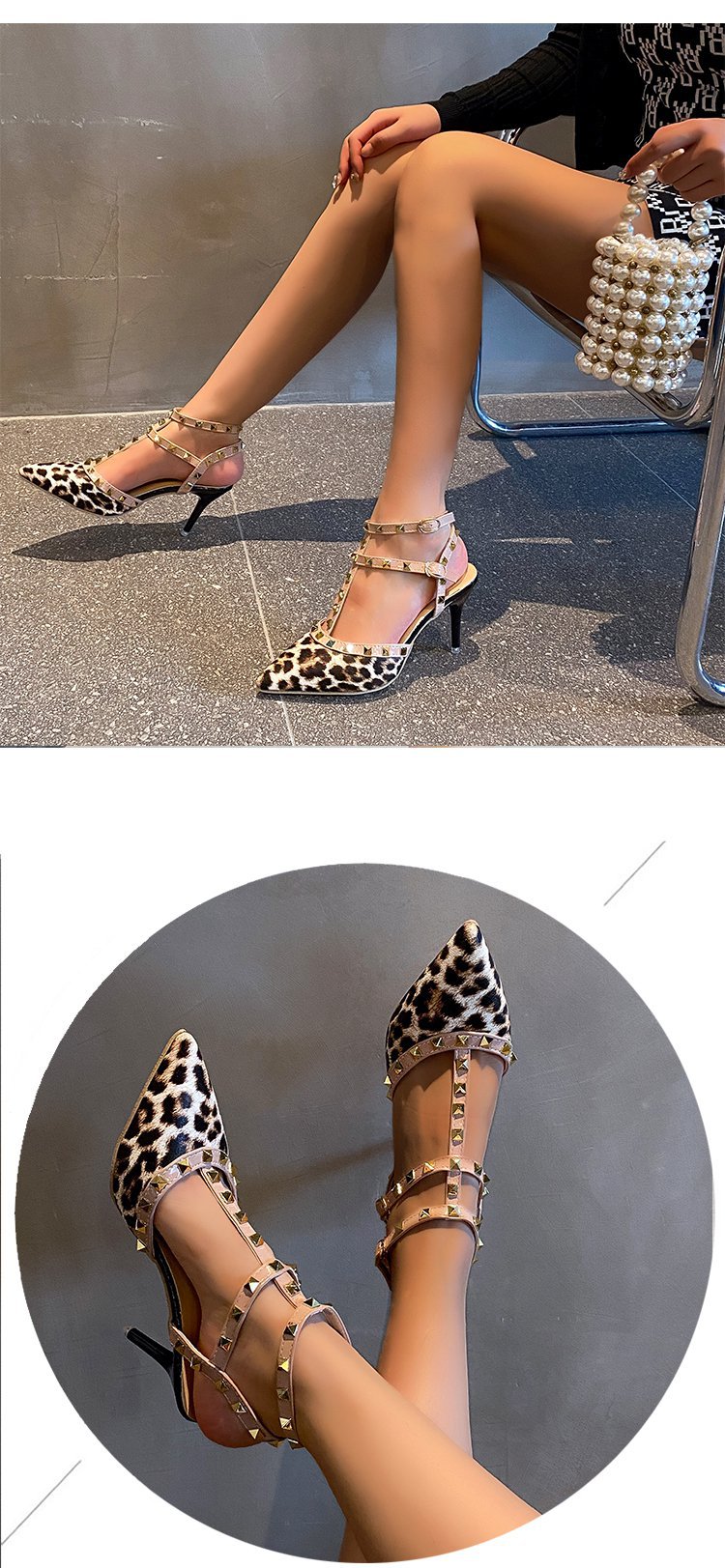 Women's Sexy Leopard Point Toe High Heel Sandals display picture 5