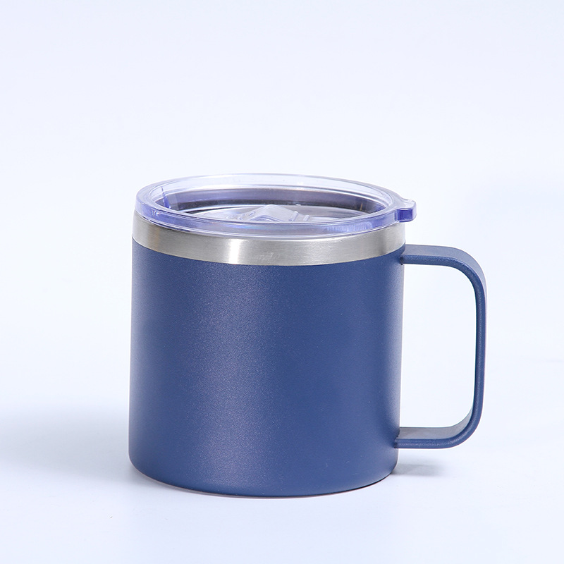 Nueva taza creativa de acero inoxidable de 12oz taza de café de doble capa con mango de oficina de negocios del hogar taza de vacío