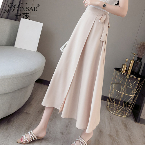 2025 Spring Korean One-Piece Belted High-Waisted Medium-Length A-Line French Knee-Length Wrap Dress for Women