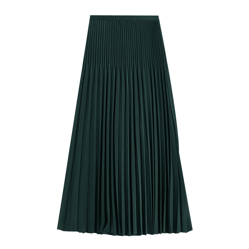 Women's Clothing medium length, super slim, hides meat, hides hips, and shows long legs, small A line pleated skirt for autumn and winter_voghion.com