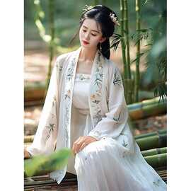 汉服女2026新款国风宋制对襟衫褙子长衫齐腰日常仙气百褶裙春夏季