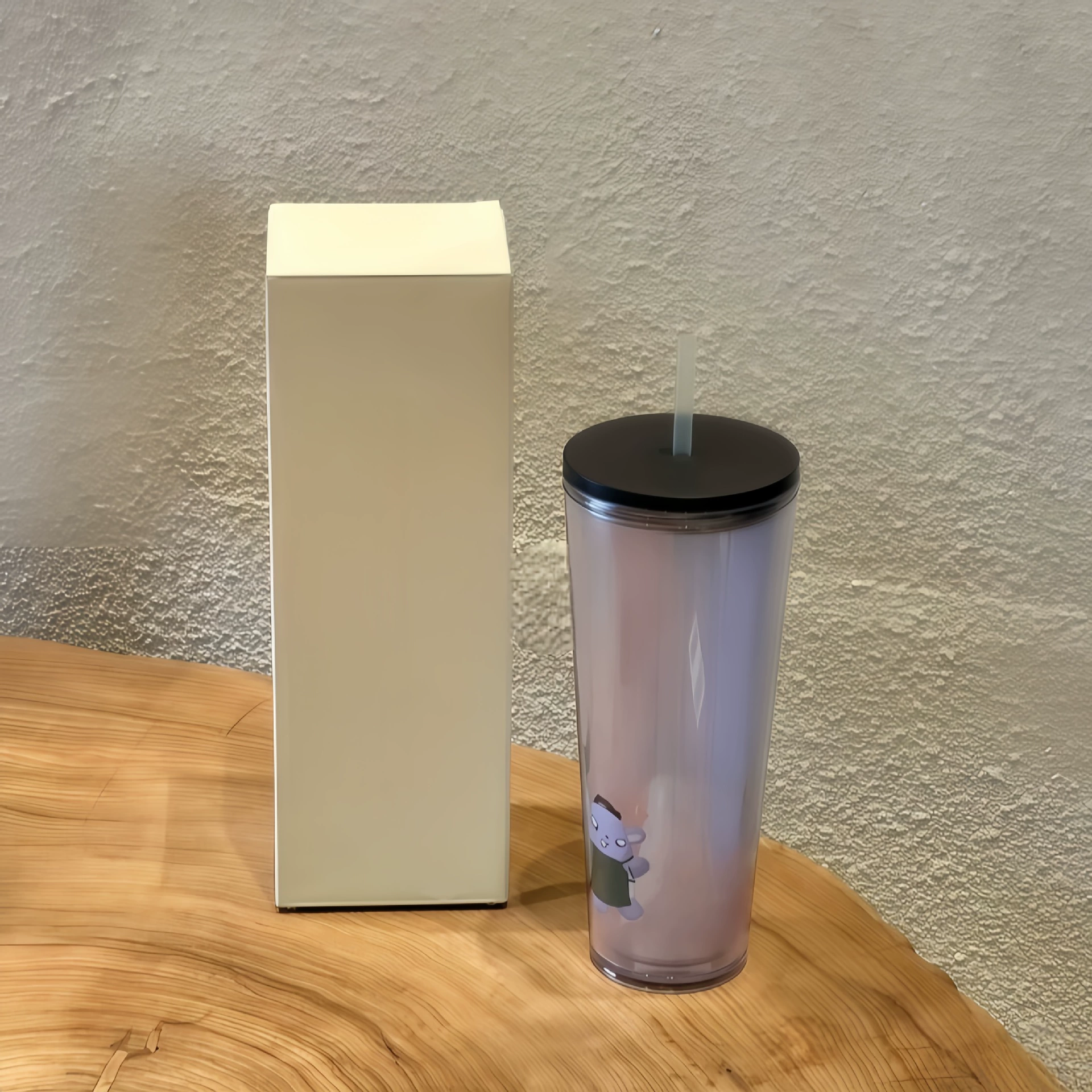 Cartoon double-layer handheld glass stainless steel