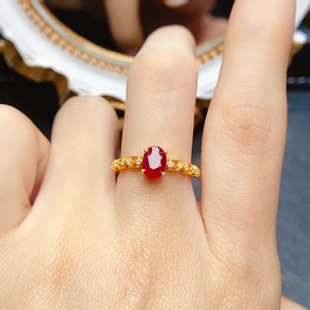 New natural ruby ring S925 silver inlaid main stone 5*7mm Joker net red explosions women's jewelry wholesale