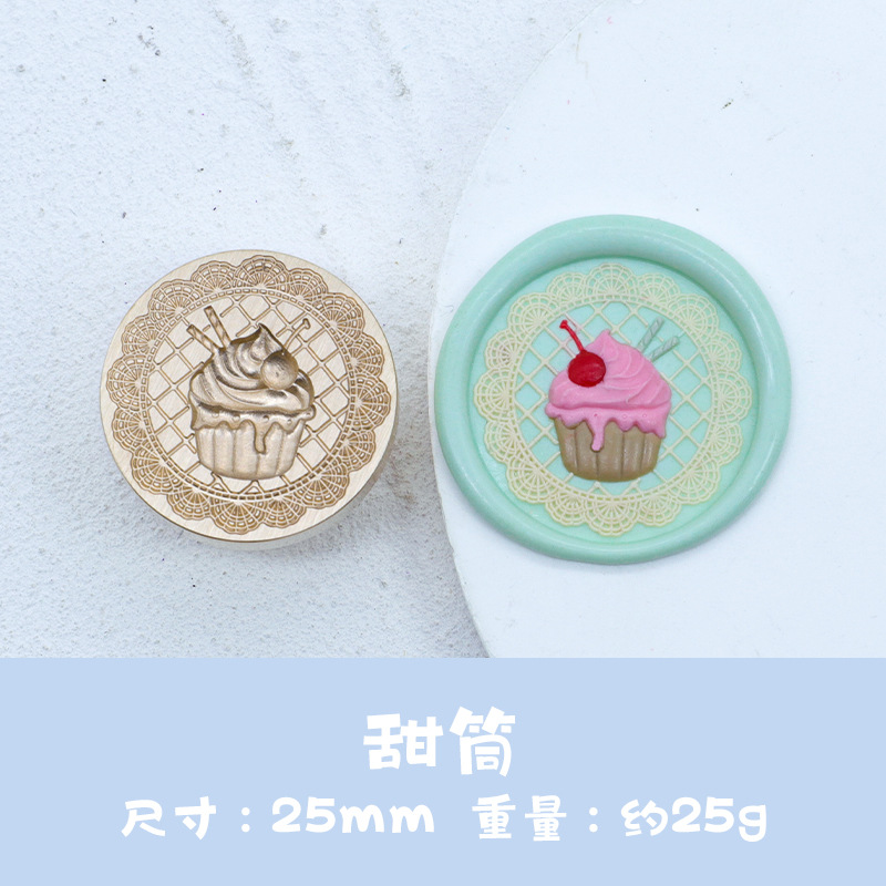 Nuevo sello de pintura de fuego serie de postres en relieve donut cake macaron sello cabeza sobre sello invitación Decoración