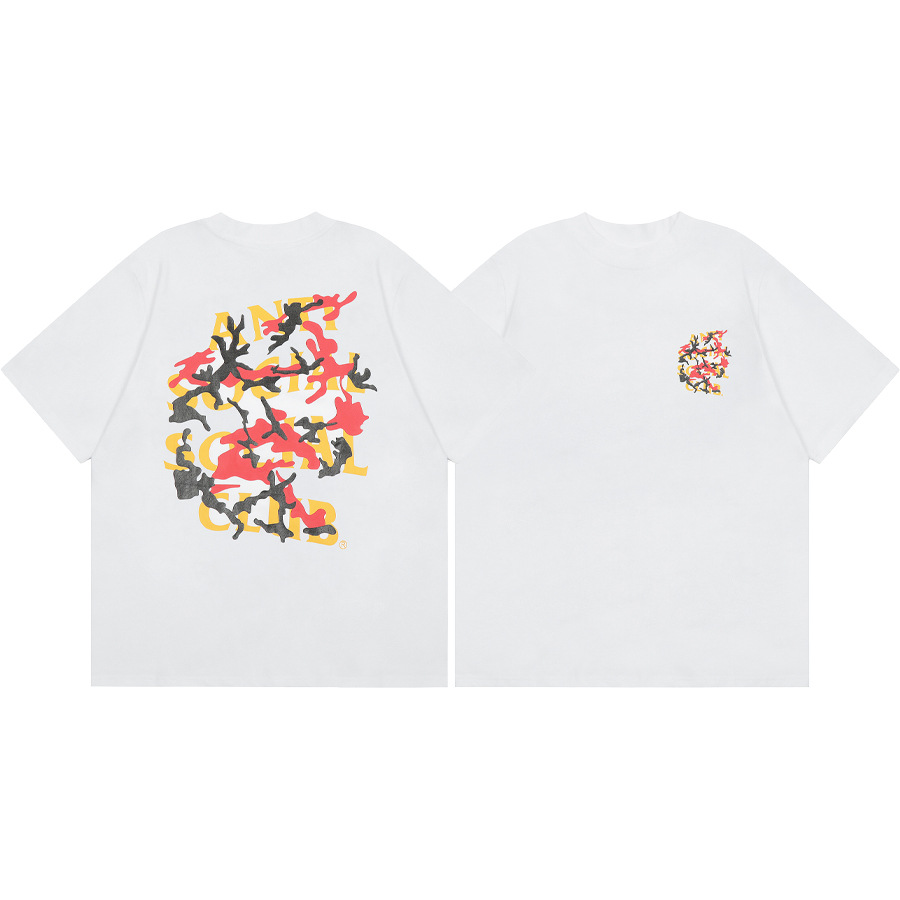 Diferencia de moneda del mercado ASSC CLUB fujiwaro Lightning serie impresa camiseta suelta de manga corta para hombres y mujeres